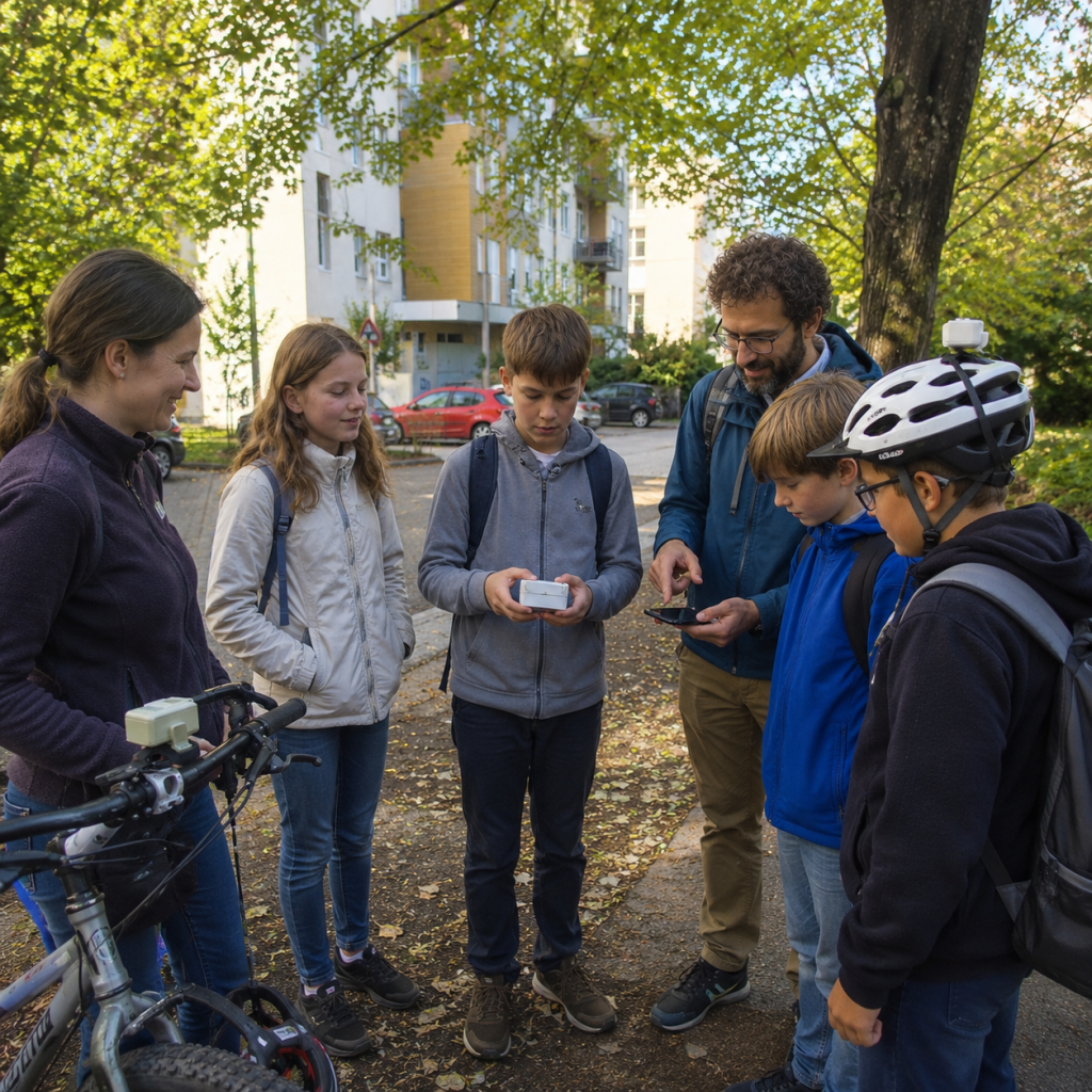 group demonstration with bikes devices